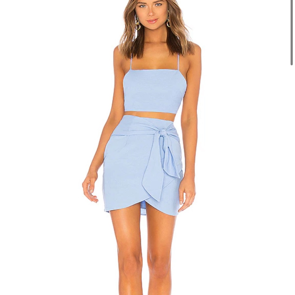 New superdown Milah Wrap Skirt Set in Light Blue